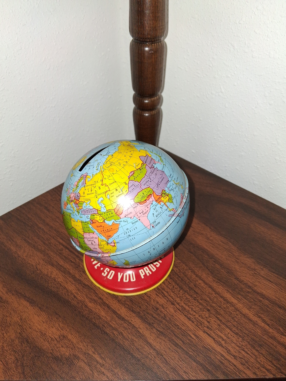 Kids Educational World Globe Coin Bank - Blue Globe with Colorful Countries